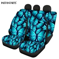 Cubiertas de asiento de automóvil InstantArts Modelo de mariposa 3D Frente / trasero Protector de automóviles Universal suave para camiones SUV Trailer transpirable
