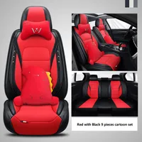 Coperchio del sedile accessorio per auto per Sedan SUV Pelle durevole in pelle di alta qualità universale Cinque sedili Set di tappetini da cuscino comprensivo di coperture anteriore e posteriore Design rosso alla moda