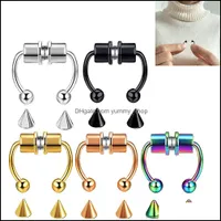 & Studs Body Jewelry Jewelryfashion Fake Ring Magnetic Horseshoe 316L Stainless Steel Faux Septum Non Piercing Clip On Nose Hoop Rings Drop