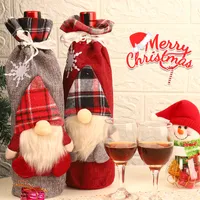 크리스마스 와인 병 커버 가방 휴일 산타 클로스 샴페인 병 커버 빨간색 메리 테이블 장식 홈