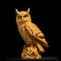 Raro Realmente Handmade Boxwood mão-esculpida coruja figuras de madeira artesanato escultura arte artwork statue