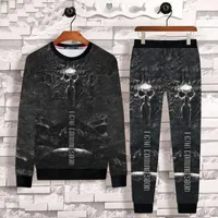 メンズトラックスーツ高品質秋と冬の長袖Tシャツ+パンツ2ピーススーツファッションスポーツ3Dスカルプリント服M-5XL