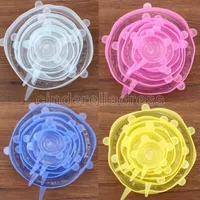 6 Pcs One Set Grade Fresh Keeping Silicone Stretch Suction Pot Lids Food Wrap Seal Lid Pan Cover Kitchen Tools Accessories CM26