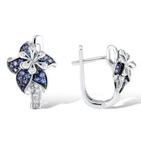 Santuzza Silber Ohrringe für Frau Pure 925 Sterling Blau Rosa Stern Blume Zirkonia Trendy Modeschmuck 220125