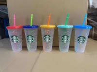 Nieuwe 24oz Tumblers Plastic Drinken Juice Cup met Lip en Stro Magic Koffiemok Costom Starbucks Sneeuw Plastic Cuphdpq