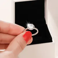 925銀CZダイヤモンドリング、女の子のためのパンドラの結婚指輪、男性と女性の婚約ジュエリー1074 V2
