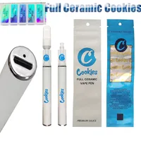 Loodvrije volledige keramische cookies wegwerp vape pennen vapes cartridges e-sigaretten oplaadbare 290mAh batterij 0.5ml 1 ml dikke olievampikers Snap Lock-verpakking