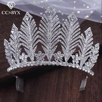 CC wedding jewelry big tiaras and crowns hairbands with combs luxury engagement hair accessories for bridal leaf shape diy XY350