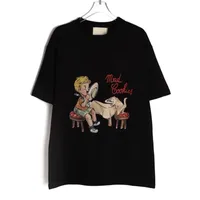 T-shirt de diseñador de oso de alta calidad para hombre de cordero de la manga corta de la manga corta Hip Hop Tops Tee Punk Print Bordery letra Monopatín de verano Ropa de moda Grande
