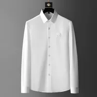 الرجال القمصان الفاخرة التطريز للرجال طويلة الأكمام ضئيلة عارضة قميص أسود أبيض الأعمال اللباس الرسمي ملابس السهرة الاجتماعية X2HJ