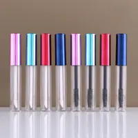 10ml Round Clear Plastic Lip Gloss Balm Balm Balm Bottles Tube Mascara con LipBrush colourful / Pennello da ciglia Coperchio di bacchetta, contenitore rossetto riutilizzabile BPA BPA