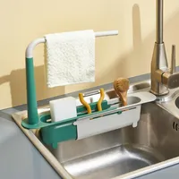 Kök lagringsorganisation Sink hylla sänker Arrangör Tvål Svamphållare Avlopp Rack Korg Gadgets Tillbehör Verktyg