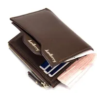 Brieftaschen Freizeit Herren Reißverschluss Brieftasche Mehrere Kartensteckplätze Kurze Geldbörsen mit abnehmbarer Halter Tragbare Münzbeutel WB31