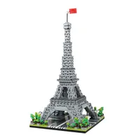LZ 8002 World Architecture The Paris Eiffla Tower 3D Model Mini Building Blocks DIY Micro Diamond Brick Block Gift Toy Brak pudełka Y0808