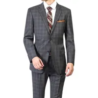 Yakışıklı 2 Düğme Çentikli Yaka Ekose Modern Fit Erkekler Suit 2021 Damat Giyim Smokin Örgün Erkek Suits Sahne Özel Yapılmış Erkek Blazers