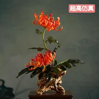 장식용 꽃 화환 중국 스타일의 국화 시뮬레이션 꽃 분재 예술 및 공예 작은 계약 현대 인공