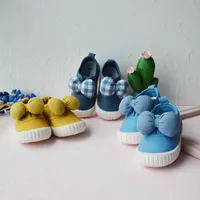 Çocuk kanvas ayakkabılar bahar sevimli yay kızlar için rahat bebek sneakers çocuklar moda yumuşak taban 4-6y atletik açık