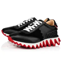 Spring and Autumn Women Dress shoes Loubishark Donna low-top sneaker calfskin leather matte spikes lace-up Shark tooth rubber sole fashion Trainers