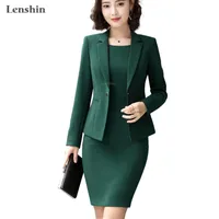 Lenshin 2 Parça Set Resmi Elbise Suit Ofis Lady Kadınlar Business Blazer ve Kolsuz Çalışma Elbiseler