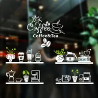 ウォールステッカーコーヒーショップデザインステッカー豆乳茶デカールカフェカップ壁紙壁画装飾ブレイクパンガラスデカールRB244