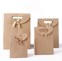Clamshell Bowknot Kraftpapier Gift Bag Velcro Draagbare Geschenken Kleding