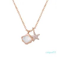 Necklazia del pendente della stella della stella della shell carino bella per le donne ragazze frizzante diamante zircone designer di moda in oro rosa argento