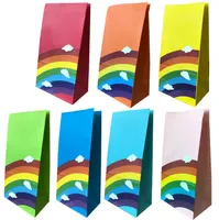 13 * 8 * 24 cm Rainbow Kraft Packing Bags Borse monouso EMANCIALY Amichevole Candy Candy Personalizzato Snack Packaging