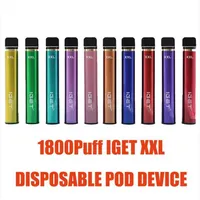 E-cigarettes Iget XXL Disposable Device Cigarettes 1800 Puffs 2.4ML Pre-Filled Vape Pods 950mah battery aviliable Shion plus bang 308S