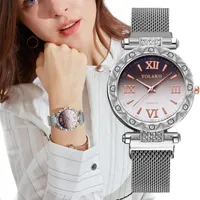손목 시계 Montres Femmes 2021 Luxe Starry Sky 스테인레스 스틸 메쉬 마그네틱 버클 숙녀 시계 다이아몬드 쿼츠 주석 Horloges
