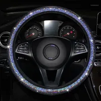 Stuurwielhoezen Universele Auto Cover PU Lederen Beschermende 37-38cm Bling Diamond Shiny Interior Decoration Accessories