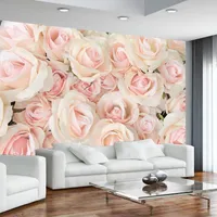 Fonds d'écran Romantique moderne Rose Rose Rose Fond d'écran Salon Mariage Maison de mariage Mur de fond Couvre Papier pour murs 3 D