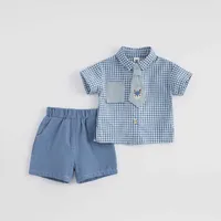 İspanyol bebek toddler setleri küçük çocuklar için yaz takım elbise çocuk şort bebek kız kıyafet muslin giyim çocuk erkek giyim Y0705