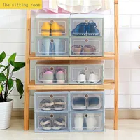 Clothing & Wardrobe Storage 1PCS Foldable Transparent Shoe Box Plastic Artifact Shoes Creative Flip Drawer
