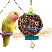 Другие поставки для птиц Скрыть безопасный корм для укуса, прикус жевательная санитарная красочная нетоксичная игрушка экологически чистые бумажные полоски ротанга мяч попугай