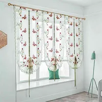 Topfinel Butterfly Flower Roman Sheer Curtain for Living Room Kitchen the Bedroom Embroidered Window Treatment Curtain Tulle 210913