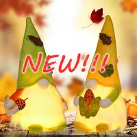 Herbst Herbst Gnome Schwedisch Nisse Tomte Elf Zwerg mit LED Light Danksagung Tag Geschenk Bauernhaus Tiered Tablett Dekor MS25