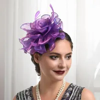 Andere Event -Party liefert Feste Farbkrinolin -Faszinator Kopfbedeckung Feder Slik Blumenhow Haarzubehör Frauen Millinery Cocktail Ha