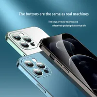 Cajas de teléfono celular de silicona suave para iPhone 12 Pro Max 13 13PROMMAX Casos electroplatados de lujo con lente Protective Film
