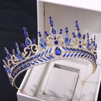 Bruids Tiara Headpiece 2022 Vintage Barokke Pageant Crown Legering Groene Diamond Emerald Fairy Crowns Headwear Quinceanera Quince Lady Hairstyle Peach Rose-Gold