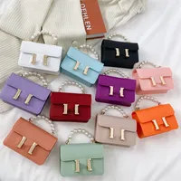 Luxury girls colorful square purse kids metal chain PVC single shoulder jelly bags children letter mini messenger bag A7445