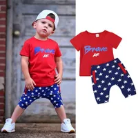 4 de julho Roupas Criança Baby Baby Boys Independence Day Tanque de Hoodie e Star Listrado Calças Outfits Set