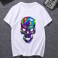 Mujer camiseta cráneo flor ropa de manga corta señoras ropa femenina camiseta gráfica impresa top camiseta