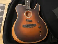 Custom Acousasonic Tele Sunburst Guitarra eléctrica Poliéster satinado Acabado mate con cuello profundo y hardware de cromo