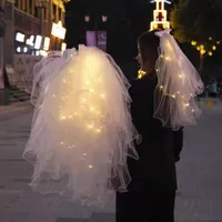 Kopfbedeckungen LED leuchtende Kopfbedeckungen Doppelschichtschleier Super Fairy Ribbon Koreanische Schmetterling PO Hochzeit Hardgarn Sen Series Jane