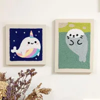 Andra konst och hantverk Söt Panda Seal Whale Nybörjare Broderi Punch Needle Kit DIY Craft for Adults Kids Present Kits