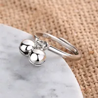 925 Sterling Silver Rings For Women trendy 2 bells fine Jewelry Beautiful Finger Open Ring For Party Birthday Gift 874 T2