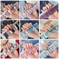 20 Tips Glitter Nail Stickers Sheet Full Wraps Gold Stamping Self Adhesive Nails Art Decals Manicure Tools