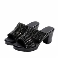 빈티지 여성 샌들 2020 여름 여자 오픈 발가락 신발 쐐기 두꺼운 솔 러플 슬리퍼 하이힐 물고기 입 샌들 # G4 T85D #