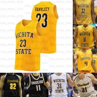 Özel Wichita Eyalet Koleji Basketbol Formaları 1 Tyson 0 Dexter Dennis 10 Erik Stevenson 5 Trey Wade 52 Grant