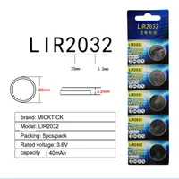 5 шт. / Пакет LIR2032 Аккумуляторная батарея LIR 2032 3.6V Литий-ионная Кнопка Кнопка Ячейка Заменить CR2032